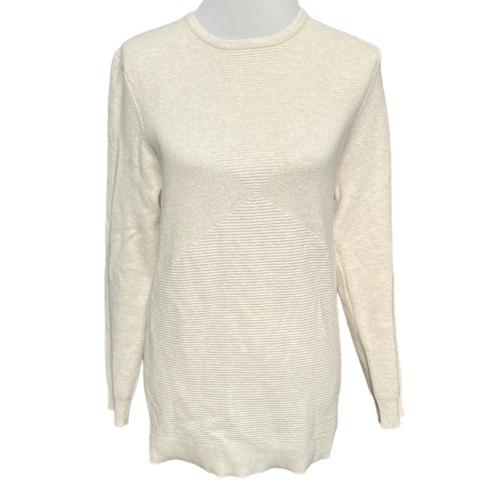 Zara Hourglass Shaped Ribbing Sweater Cream Size Medium